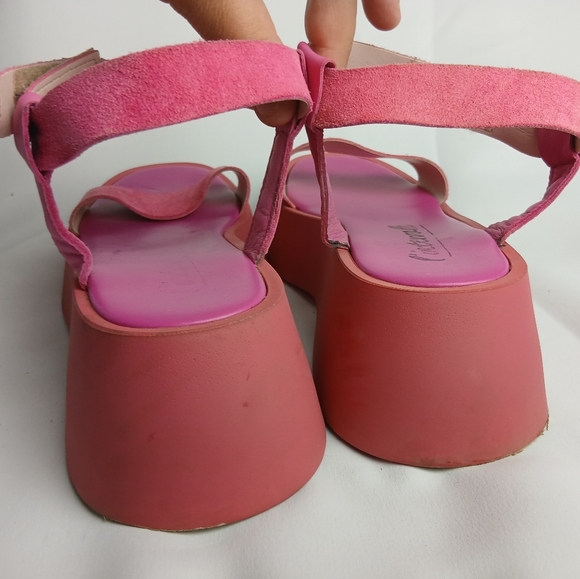 L'INTERVALLE Chunky Platform Women Sandals Pink Suede Size 41 = 10 US - Picture 6 of 10